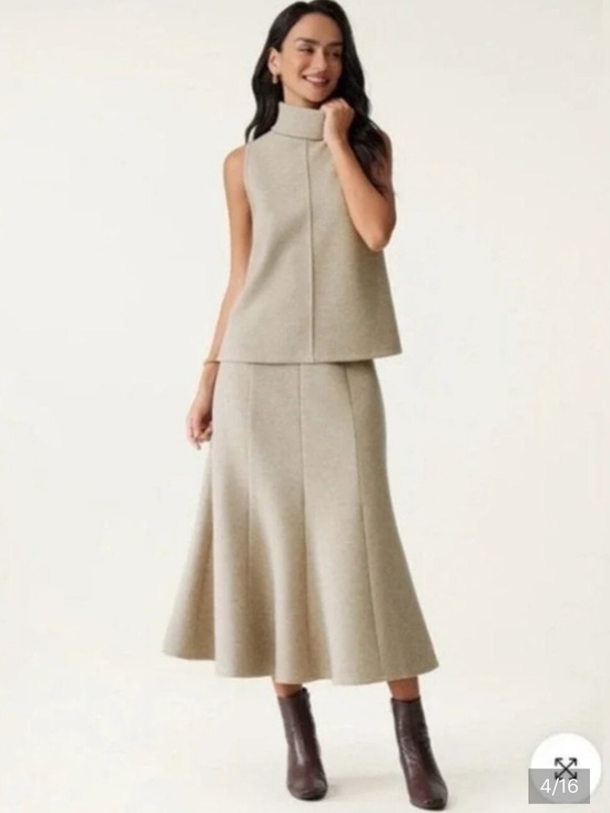 OGL Tops - NWT OGL Move Sleeveless Turtleneck Knit Top Beige Minimalist Size Small